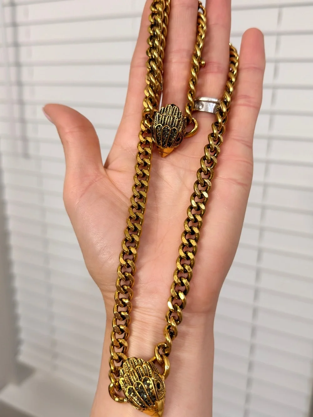 Gold Tone Double Claw Link Necklace